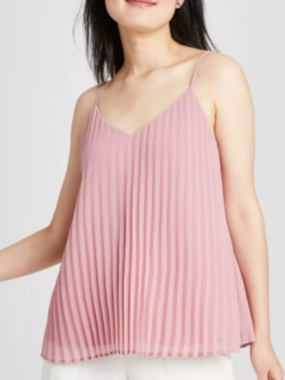 Banana Republic Women’s XL Pale Pink Pleated V-Neck Cami Tank Top